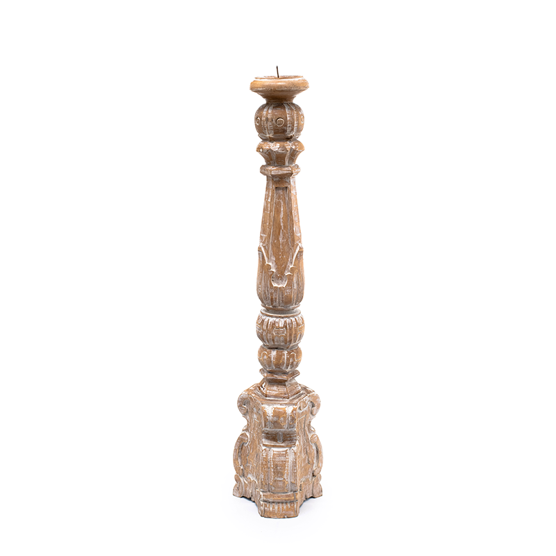 Carved Candlestand - 70 cm, Natural