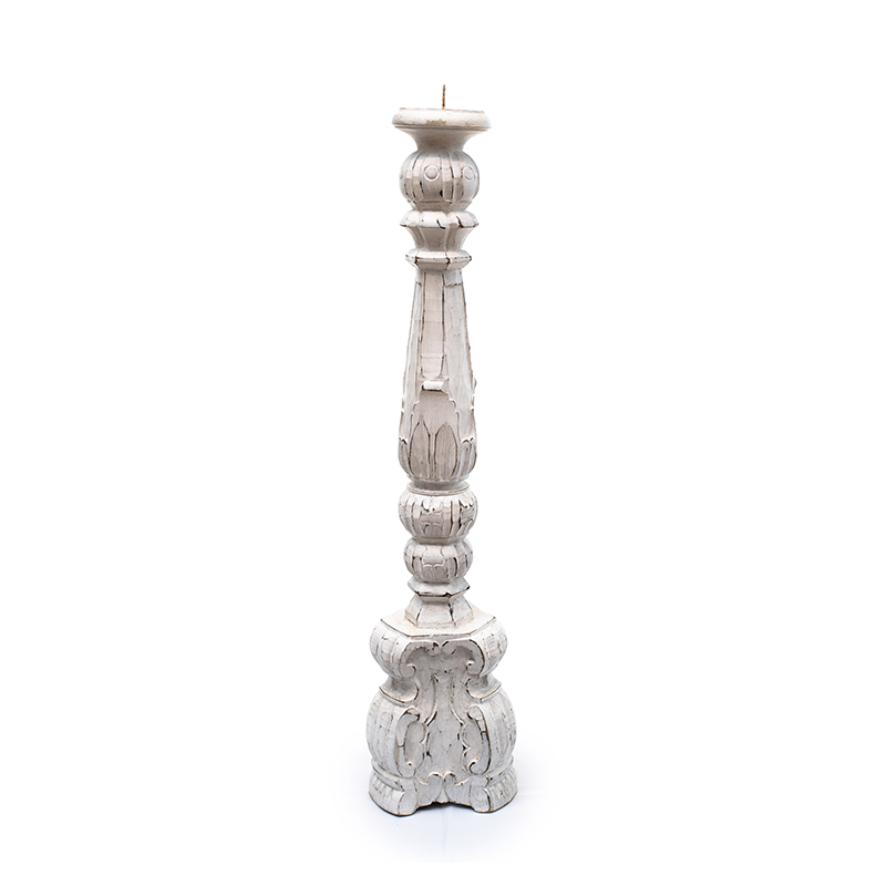 Carved Candlestand - 70 cm, White