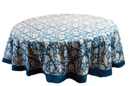 Peacock blue 72-inch round table cloth for dining tables